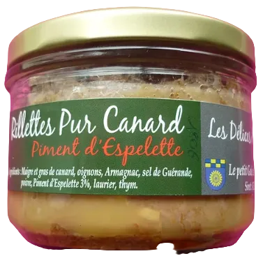 Rillettes pur canard au piment d'Espelette, 100g